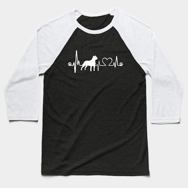 American Staffordshire Terrier Heartbeat Great for Staffy Lover Baseball T-Shirt by BamBam